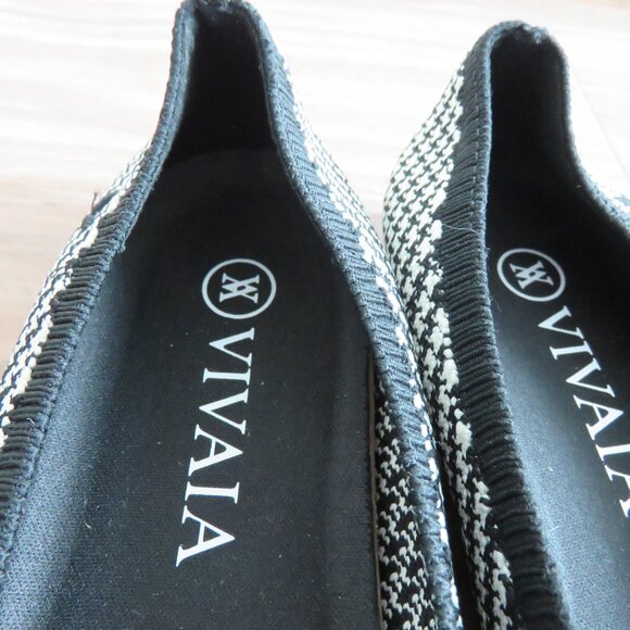 VIVAIA Tamia Round-Toe Ballet Flats in Black White Houndstooth Academia Preppy - Picture 12 of 14